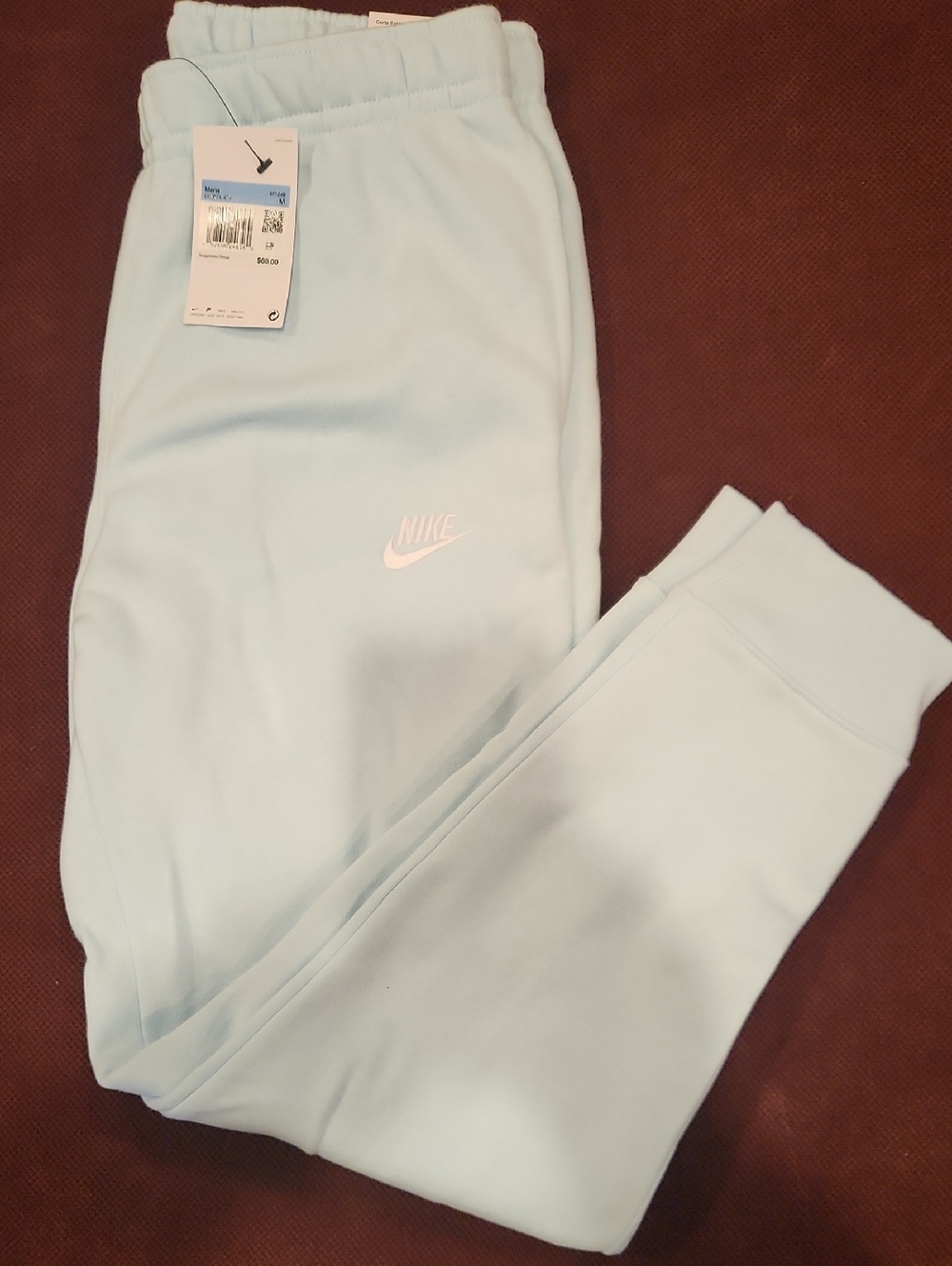 NWT Nike Mens Light Blue Fleece Joggers Size  M